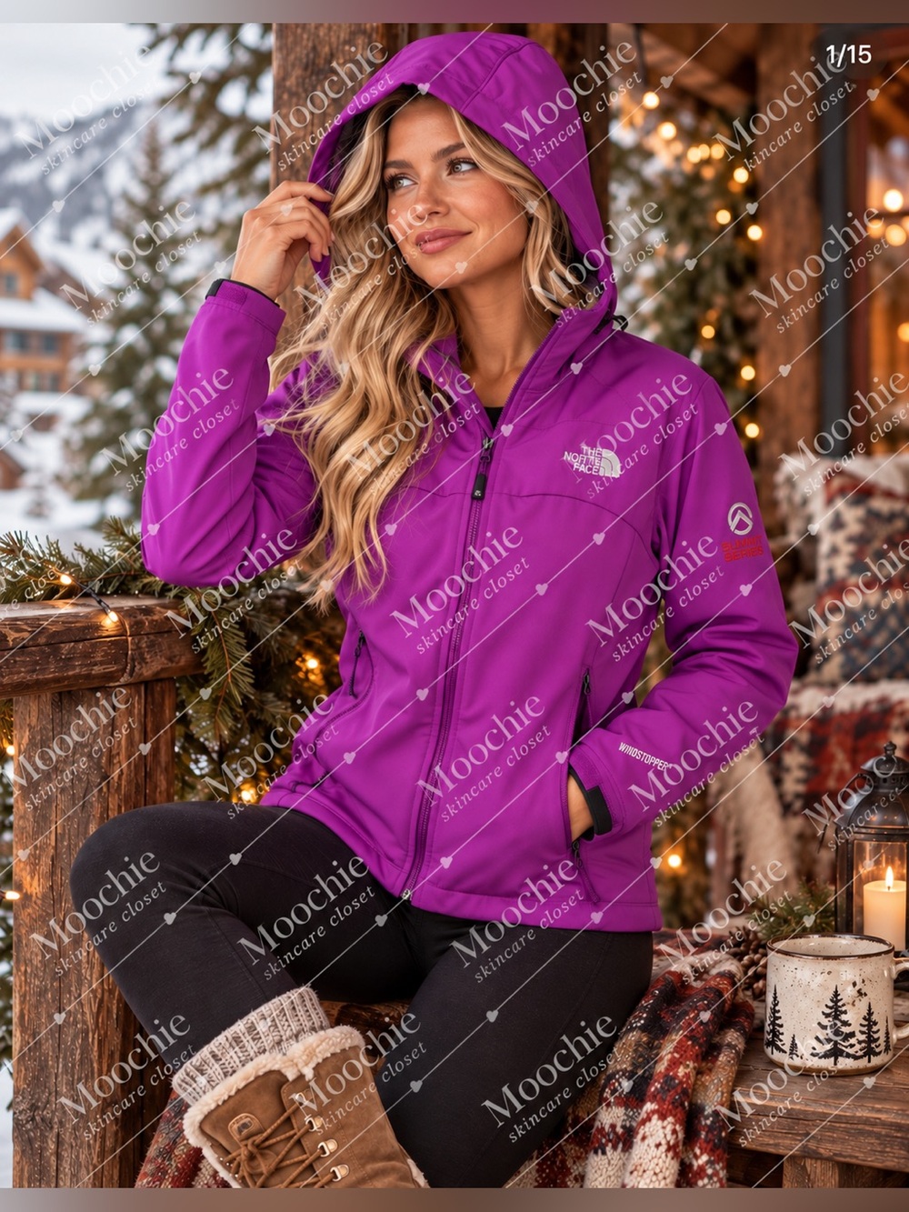 The North Face Women's Bright Purple Hooded Softshell Jacket
